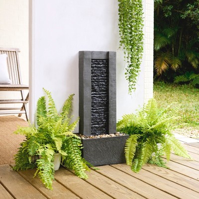Demeter Gray Slate 27.5" Outdoor Water Fountain with LED Lights