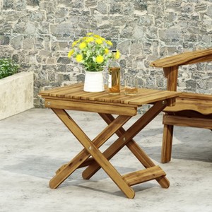 Hrinhom 22.8"W Acacia Wood Foldable Side Table, Outdoor Coffee Table - 1 of 4