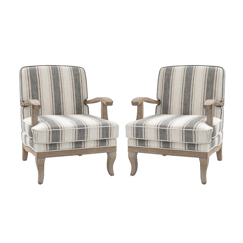 Rinaldo Farmhouse Style Armchair with Romantic Stripes Armchair for Living Room, Lounge, Bedroom Set of 2  | ARTFUL LIVING DESIGN, 1 of 11