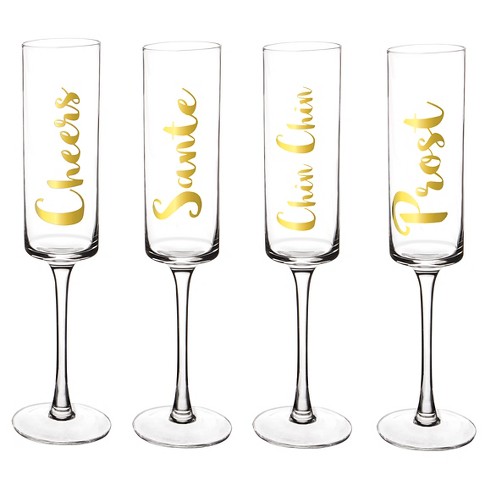 Contemporary Gold Cheers Champagne Flutes Drinkware Set Target