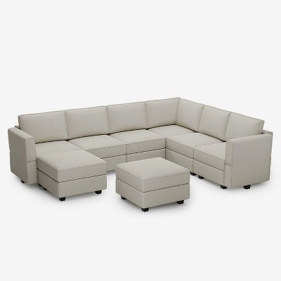 Belffin Modular Velvet Sofa with Storage Seat and Ottoman (7 Seats + 9 Sides)