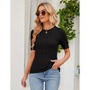 Womens Knit Shirts Slim Fit Sweater Tops Short Sleeve Round Neck Tops - 3 of 4
