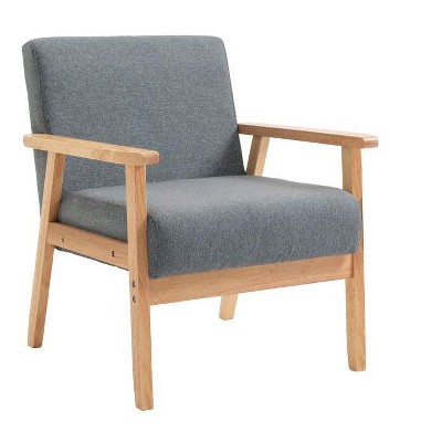 NicBex Linen Accent Chair,Upholstered Living Room Chairs with High Backrest and Solid Wood Arms,Cozy Armchair,Accent Chairs for Living Room