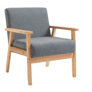 NicBex Linen Accent Chair,Upholstered Living Room Chairs with High Backrest and Solid Wood Arms,Cozy Armchair,Accent Chairs for Living Room - 1 of 4