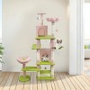 TopComfy Pet Tower Pink Flower Cat Tree Large Condo Removable Flower Cushion Soft Hammock Durable Scratching Post for Cats, Pink, 23.6"*18.9"*71" - 2 of 4
