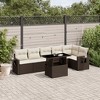 vidaXL 7 Piece Patio Sofa Set with Cushions - Brown and Cream - 2 of 4