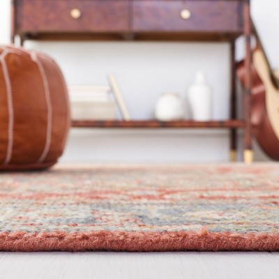 Red and Blue Hand-Knotted Wool 8' x 10' Area Rug