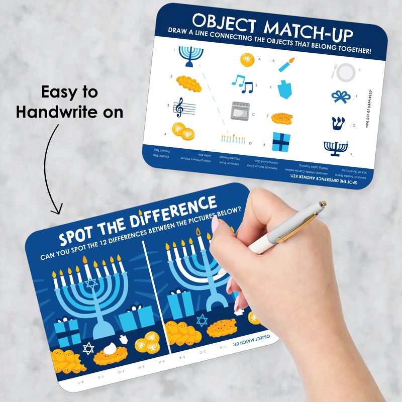 Big Dot of Happiness Hanukkah Menorah - 2-in-1 Chanukah Holiday Party Cards - Activity Duo Games - Set of 20, 3 of 9
