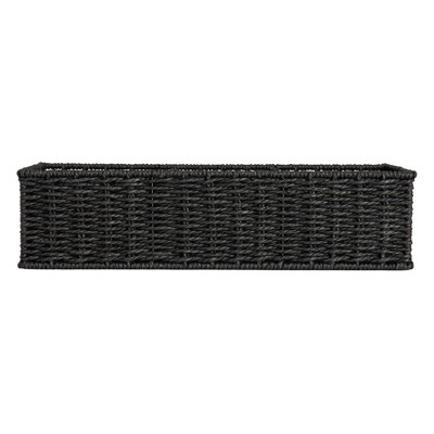 Black Handwoven Paper Rope Rectangular Storage Basket