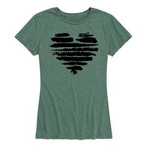 Women's - Instant Message - Brushstroke Heart Stripes Short Sleeve Graphic T-Shirt - 1 of 4