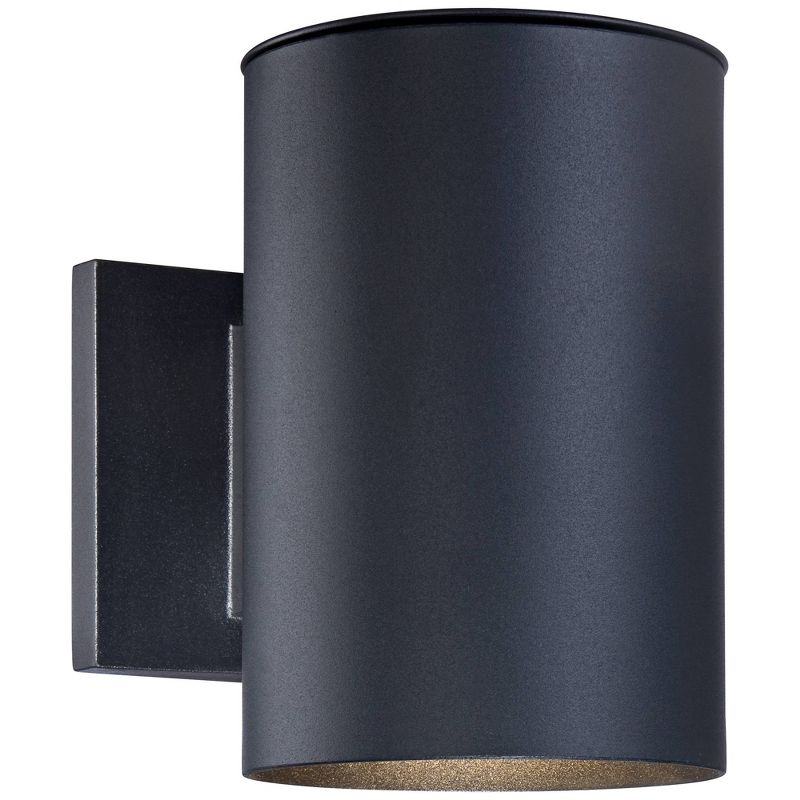 Possini Euro Design Modern Outdoor Wall Light Sconce Black Metal Hardwired 5" LED Fixture for Bedroom Bathroom Vanity Living Room, 1 of 7