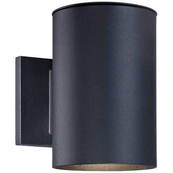 Possini Euro Design Modern Outdoor Wall Light Sconce Black Metal Hardwired 5" LED Fixture for Bedroom Bathroom Vanity Living Room