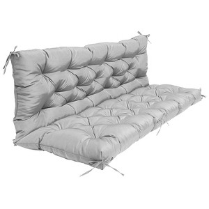 NewHome"Waterproof 2-3 Seater Swing Cushion with Backrest & 8 Tie Straps, 59x43.3x3.9in for Outdoor Use"Grey - 1 of 4