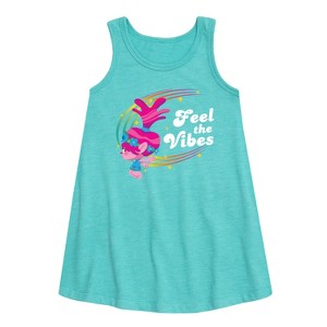 - Trolls - Feel The Vibes Poppy Graphic Sleeveless Aline Dress - 1 of 3