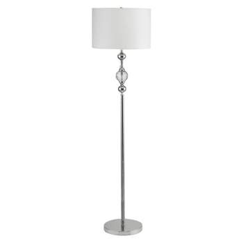 62.5" Traditional Metal Floor Lamp with Crystals (Includes CFL Light Bulb) Silver - Ore International