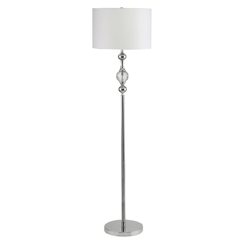 62.5&#34; Traditional Metal Floor Lamp with Crystals (Includes CFL Light Bulb) Silver - Ore International, 1 of 5
