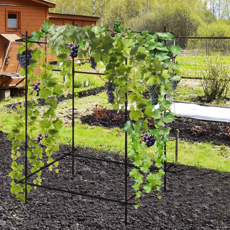 Costway Cucumber Trellis Foldable Garden Tunnel Trellis with Adjustable Auxiliary Clips, 4 of 11