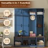 Entryway Hall Tree with Bench and Storage Cabinets, Hidden Hooks, Farmhouse Style Shoe Organizer with Compartments-The Pop Home - 4 of 4