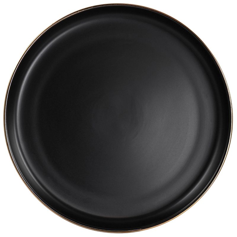 6pc Paul Stoneware Dinner Plate Set with Rim Matte Black/Gold - Elama, 3 of 5