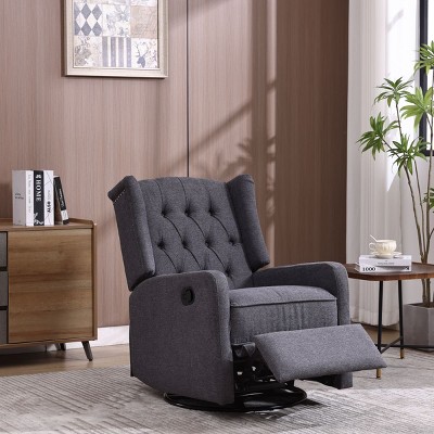 Swivel Rocking Recliner Chair,360° Swivel Nursery Rocking Chair,Glider Chair,Modern Small Rock Swivel Recliner Chair Home Theater Seat-Cuddlewood