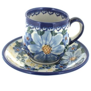Blue Rose Polish Pottery 222 Vena Espresso Cup & Saucer - 1 of 1