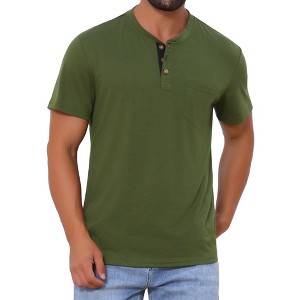 INSPIRE CHIC Men's Casual Summer Short Sleeves Button Basic Henley T-Shirts - 1 of 4