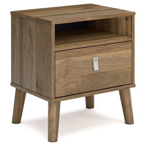 Aprilyn Nightstand Honey: Modern Bedside Furniture, Splay Legs, Customizable Drawer Pulls - Signature Design by Ashley - 1 of 4