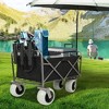 NAYSAYE All Terrain Fishing Wagon Cart with Rod Holders 9 Inch Pneumatic Wheels Multi Purpose Utility Trolley for Beach Camping, Black - 2 of 4