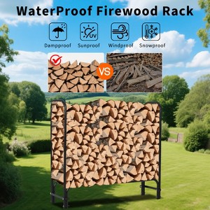 Firewood Rack Holder, Adjustable Heavy Duty Fire Log Stacker Stand for Fireplace, Outdoor Indoor Metal Wood Pile Storage Organizer - 1 of 4