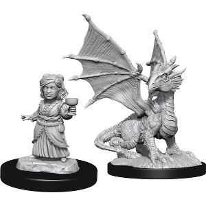 Dungeons & Dragons Nolzur's Marvelous Miniatures - Silver Dragon Wyrmling & Female Halfling - 1 of 1