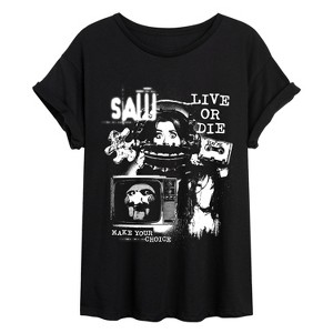 Women's Saw Magazine Oversized Graphic T-Shirt - Black - 2 X-Large