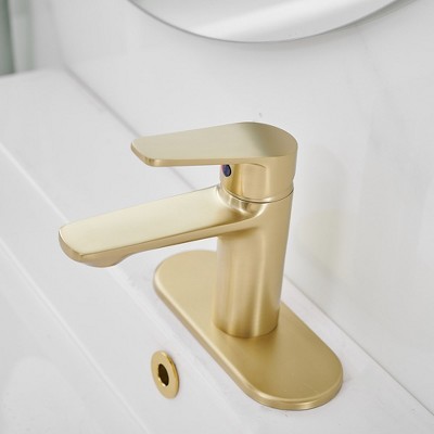 Brushed Gold Stainless Steel Single Handle Bathroom Faucet