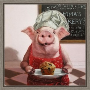 Amanti Art Pinkies Bakery (Pig) by Lucia Heffernan Canvas Wall Art Print Framed 16 x 16-in. - 1 of 4