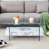 Glass Coffee Table Modern 2-Tier Center Table Cocktail Table Sofa Table Storage Side Table with Drawer, Walnut/White/Black/Natural-ModernLuxe - 3 of 4