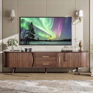 QingMoon Fluted TV Stand, Entertainment Center with Storage Cabinet and Drawers, Mid Century Modern Media Console Table for Living Room, Bedroom - 1 of 4