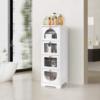 WhizMax Bathroom Floor Cabinet Freestanding Organizer and Storage Cabinet with 4 Drawers, White