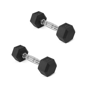 Gulches A set of hexagonal rubber-coated dumbbells - non-slip grips that are durable and space-saving for home gym strength training - 1 of 4