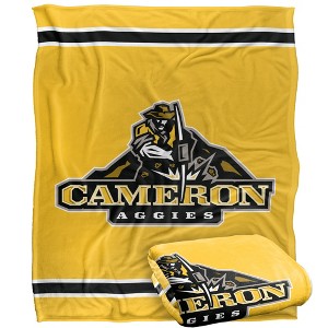 Cameron University Primary Logo Stripes Silky 50x60 Blanket, 1 Sided - 1 of 4