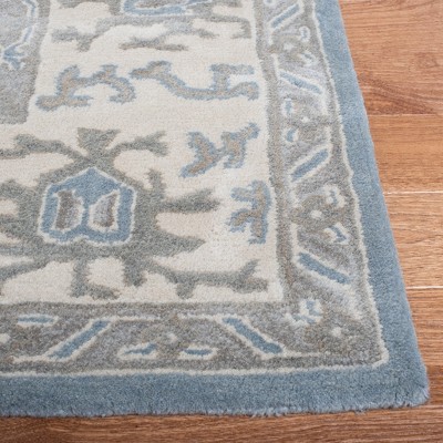 Handmade Slate and Cream Wool Tufted Runner Rug