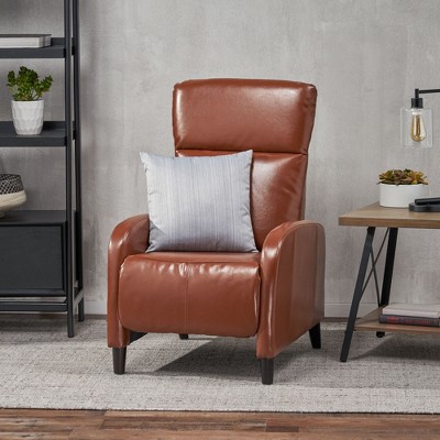Faux Leather Push Back Standard Recliner with Plush Cushioned Seat