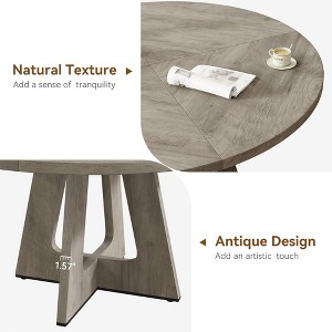 Jojoka 47" Round Farmhouse Dining Table for 4-6 with Gray Wooden Top and Legs – Large Rustic Table for Home Dining Room (No Chairs) - 1 of 4