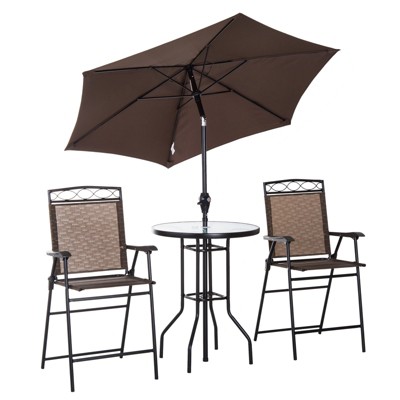 Outsunny Bistro Porch Furniture, Set Of 2 Patio Chairs, Folding, Small