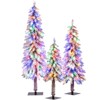 Tangkula 3' 4' 5' Artificial Christmas Tree Set of 3 w/ Snow-flocked Branch Tips - 3 of 4