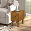 End Table, 23.6 inch Solid Wood Narrow Side Table with Drawer, Vintage Bedside Table Nightstand for Small Spaces, Living Room, Bedroom - 3 of 4