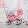 Toddler Rocking Horse Balance Bike Ride On Toys with Balance Plate Push Handle Backrest Christmas Birthday Giftsfor Girls Boys Pink - 4 of 4