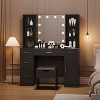 Vanity Desk With Led Lighted Mirror, Makeup Vanity With 10 Led Lights & 5 Metal Sliding Drawers, 3 Color Brightness Adjustable,With 6 Open Shelves - 2 of 4