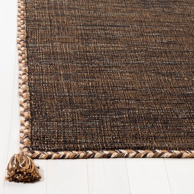 Coastal Charm Black and Off-White Cotton Square Area Rug