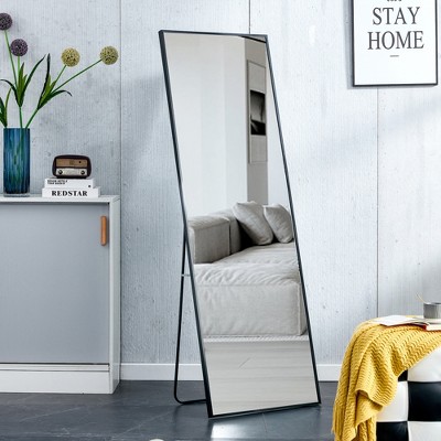Vynxaria Aluminum alloy metal frame wall-mounted full-length mirror for porch,bathroom vanity mirror,floor-to-ceiling mirror,Gold