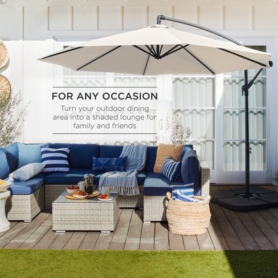 Ivory 10ft Offset Hanging Patio Umbrella with Steel Frame