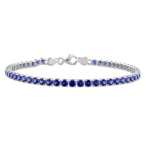 EVERLY JEWELRY | Sterling Silver 6 1/8 CT TGW Created Blue Sapphire Bracelet With Chain, 7.25-inch - 1 of 4